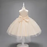 Toddler Girls Sleeveless Butterfly Embroidery Boeknot Belt Formal Maxi Puffy Dress