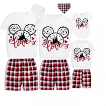 Family Matching Pajamas Exclusive Design Cartoon Mice Love Heart White Pajamas Set