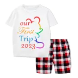Family Matching Pajamas Exclusive Design Our First Trip 2023 White Pajamas Set