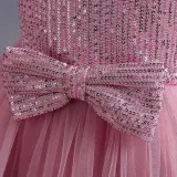 Toddler Girls Off Shulder Sequin Bowknot Belt Formal Maxi Puffy Dress