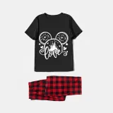 Family Matching Pajamas Exclusive Design Cartoon Mice Love Heart Black Pajamas Set
