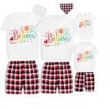 Family Matching Pajamas Exclusive Design Rainbow Believe White Pajamas Set