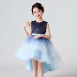 Toddler Girls Sleeveless Sparkling Bowknot Belt Formal Gowns Fishtail Midi Dress