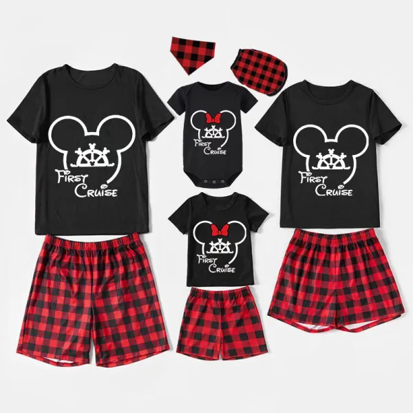 Family Matching Pajamas Mice Family First Cruise Black Pajamas Set