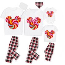 Family Matching Pajamas Exclusive Design Cartoon Mice Lollipop White Pajamas Set