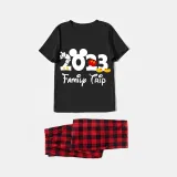 Family Matching Pajamas Exclusive Design Cartoon Mice 2023 Family Trip Black Pajamas Set