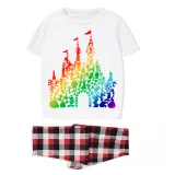 Family Matching Pajamas Exclusive Design Rainbow Castle White Pajamas Set