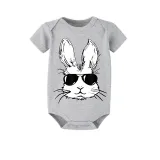 Easter Family Matching Pajamas Exclusive Design Happy Easter Bunny With Glasse Gray Pajamas Set