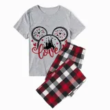 Family Matching Pajamas Exclusive Design Cartoon Mice Love Heart Gray Pajamas Set
