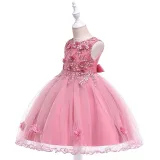 Toddler Girls Sleeveless Flower Embroidery Formal Puffy Midi Dress