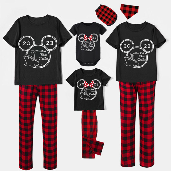 Family Matching Pajamas Mice Our Family First Cruise Black Pajamas Set