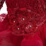 Toddler Girls Lace Hollow Out Long Sleeve Embroidery Formal Maxi Gowns Dress