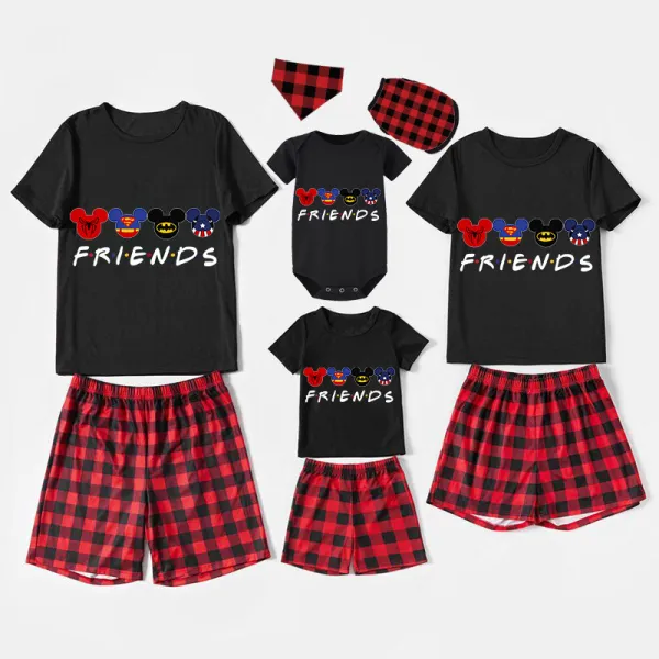Family Matching Pajamas Exclusive Design Cartoon Mice Friends Black Pajamas Set