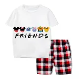 Family Matching Pajamas Exclusive Design Cartoon Mice Dogs Friends White Pajamas Set