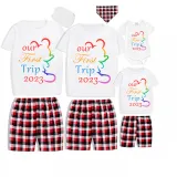 Family Matching Pajamas Exclusive Design Our First Trip 2023 White Pajamas Set