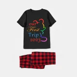 Family Matching Pajamas Exclusive Design Our First Trip 2023 Black Pajamas Set