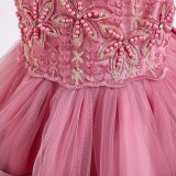 Toddler Girls Sleeveless Embroidery Formal Midi Puffy Dress