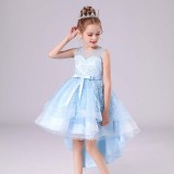 Toddler Girls Sleeveless Embroidery Bowknot Belt Formal Gowns Fishtail Dress