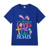 Adult Unisex Top Happy Easter No Bunny Loves Me Like Jesus T-shirts