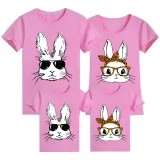 Family Matching Clothing Top Happy Easter Cool Rabbit With Glass Family T-shirts