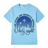 Adult Unisex Top Jesus The Stars Are Brightly Shining Oh Holy Night Slogan T-shirts