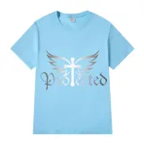Adult Unisex Top Jesus Protectes Wings Cross Slogan T-shirts