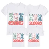 Family Matching Clothing Top Happy Easter Plaids Rabbits Family T-shirts