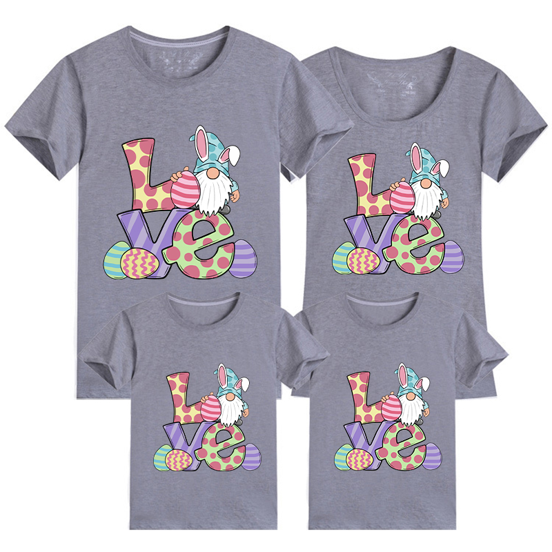 Family Matching Clothing Top Happy Easter Love Gnome Family T-shirts