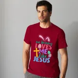 Adult Unisex Top Happy Easter No Bunny Loves Me Like Jesus T-shirts