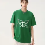 Adult Unisex Top Jesus Protectes Wings Cross Slogan T-shirts