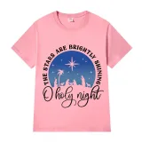 Adult Unisex Top Jesus The Stars Are Brightly Shining Oh Holy Night Slogan T-shirts