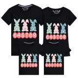 Family Matching Clothing Top Happy Easter Plaids Rabbits Family T-shirts
