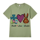 Adult Unisex Top Happy Easter Faith Love Easter Slogan T-shirts