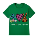 Adult Unisex Top Happy Easter Faith Love Easter Slogan T-shirts