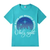 Adult Unisex Top Jesus The Stars Are Brightly Shining Oh Holy Night Slogan T-shirts