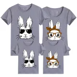 Family Matching Clothing Top Happy Easter Cool Rabbit With Glass Family T-shirts