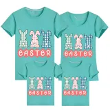 Family Matching Clothing Top Happy Easter Plaids Rabbits Family T-shirts