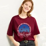Adult Unisex Top Jesus The Stars Are Brightly Shining Oh Holy Night Slogan T-shirts