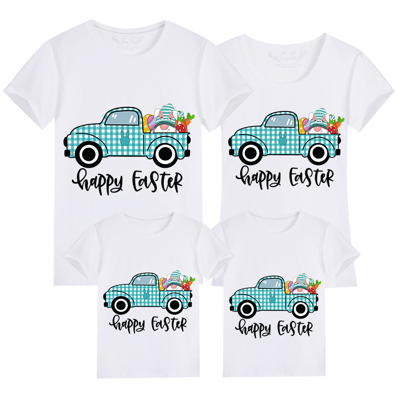 Family Matching Clothing Top Happy Easter Car Gnomies Family T-shirts