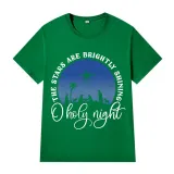 Adult Unisex Top Jesus The Stars Are Brightly Shining Oh Holy Night Slogan T-shirts