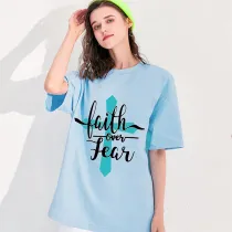 Adult Unisex Top Jesus Faith Over Fear Cross T-shirts