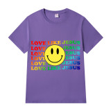 Adult Unisex Top Rainbow Love Likes Jesus Smile Slogan T-shirts