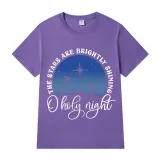 Adult Unisex Top Jesus The Stars Are Brightly Shining Oh Holy Night Slogan T-shirts