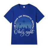 Adult Unisex Top Jesus The Stars Are Brightly Shining Oh Holy Night Slogan T-shirts