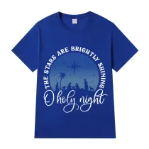Adult Unisex Top Jesus The Stars Are Brightly Shining Oh Holy Night Slogan T-shirts