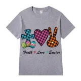 Adult Unisex Top Happy Easter Faith Love Easter Slogan T-shirts