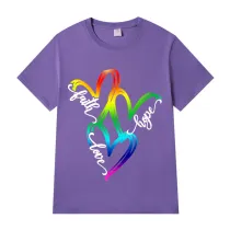 Adult Unisex Top Jesus Faith Hope Love Rainbow Hearts T-shirts