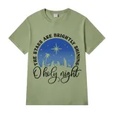 Adult Unisex Top Jesus The Stars Are Brightly Shining Oh Holy Night Slogan T-shirts