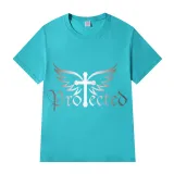 Adult Unisex Top Jesus Protectes Wings Cross Slogan T-shirts