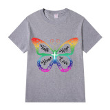 Adult Unisex Top Jesus Faith Hope Peace Love Rainbow Butterfly T-shirts